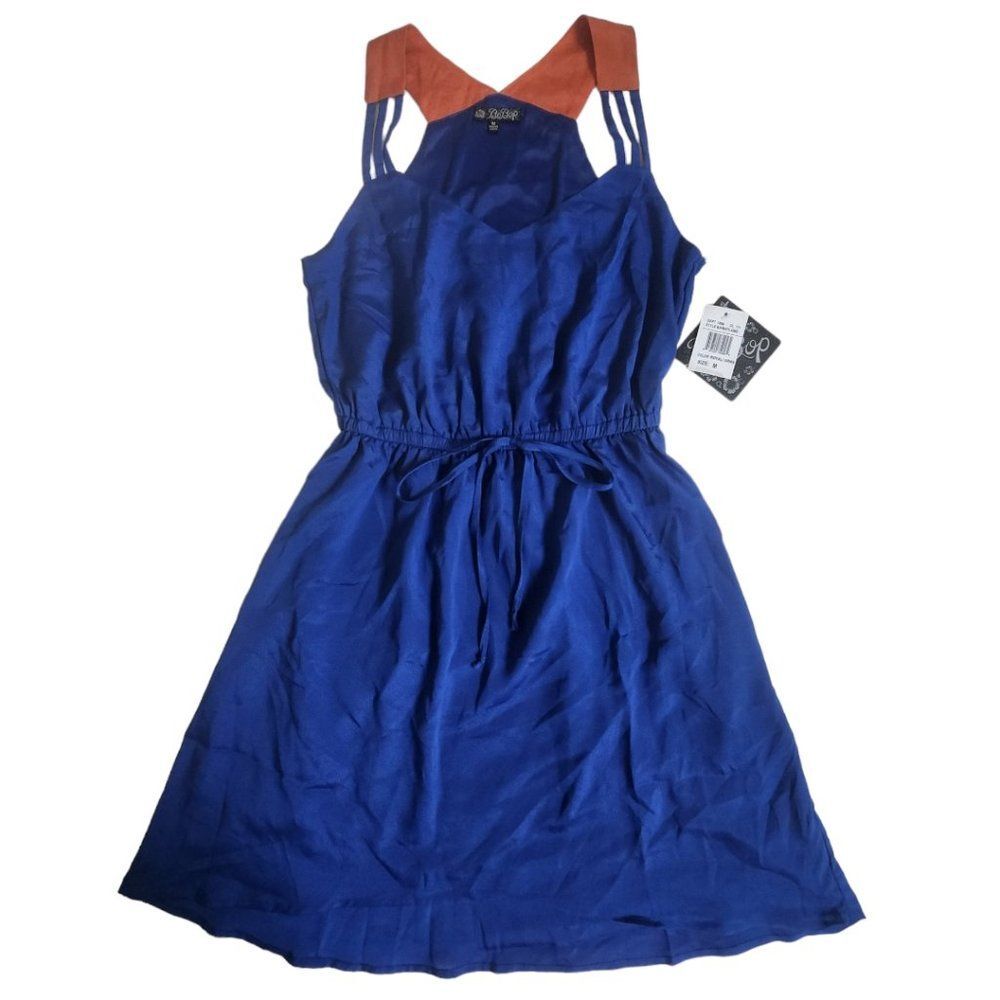 Bebop blue orange sleeveless mini dress sz M